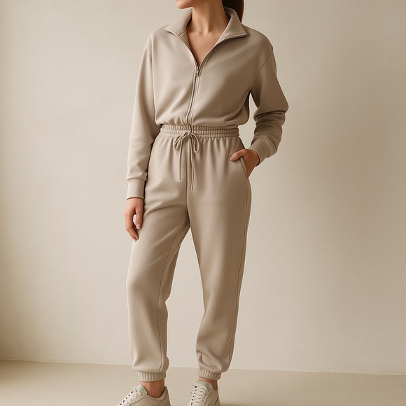Abercrombie & Fitch Pants - Abercrombie & Fitch Women's Tan Jumpsuit Jogger YPB neoKNIT Max Size XS